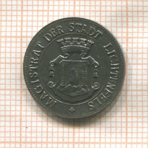 Аверс монеты Германия, 5 пфеннигов, 1917, Цинк, не магнетик. Форма - круг. На аверсе "MAGISTRAT"