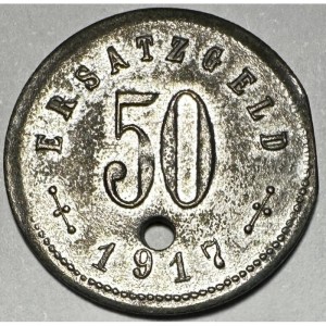Реверс монеты Германия, 50 пфеннигов, 1917, Рубчатый гурт