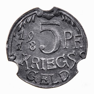 Реверс монеты Германия, 5 пфеннигов, 1918, Без отверстия