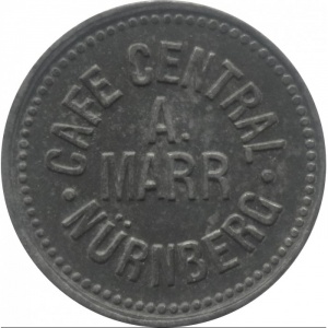 Аверс монеты Германия, 5 пфеннигов, 1917, Частный выпуск - Центральное кафе. Без отверстия