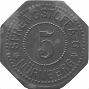 Аверс монеты Германия, 5 пфеннигов, 1917, Частный выпуск - Завод взрывчатых веществ и боеприпасов