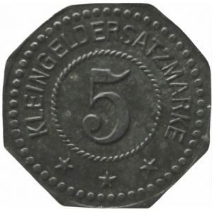 Реверс монеты Германия, 5 пфеннигов, 1917, Частный выпуск - Продуктовый магазин Вильгельма Гевекохт
