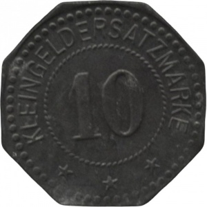 Реверс монеты Германия, 10 пфеннигов, 1917, Частный выпуск - Строительный бизнес А. Хербста и М. Остертага. Без отвер…