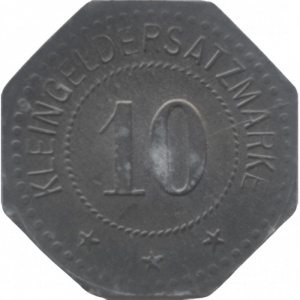 Реверс монеты Германия, 10 пфеннигов, 1917, Частный выпуск - Завод взрывчатых веществ и боеприпасов