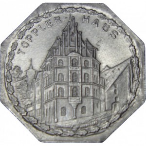 Реверс монеты Германия, 20 пфеннигов, 1919, Частный выпуск - Нюрнбергский трамвай. Дом Топплера