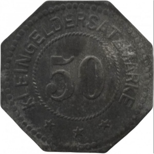 Реверс монеты Германия, 50 пфеннигов, 1917, Частный выпуск - Строительный бизнес А. Хербста и М. Остертага. Без отвер…