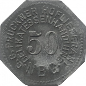 Аверс монеты Германия, 50 пфеннигов, 1917, Частный выпуск - Поставщик деликатесов в суд