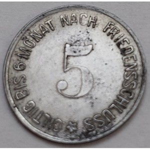 Реверс монеты Германия, 5 пфеннигов, 1917, Цинк, не магнетик