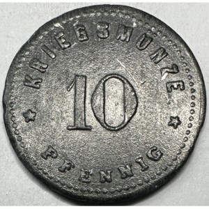 Реверс монеты Германия, 10 пфеннигов, 1917, Цинк, не магнетик. Без отверстия