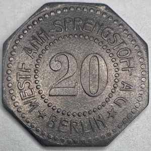 Аверс монеты Германия, 20 пфеннигов, 1917, Частный выпуск - Производство взрывчатых веществ