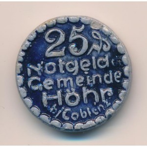 Аверс монеты Германия, 25 пфеннигов, 1921, Серый с синим остеклением