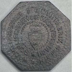 Аверс монеты Германия, 5 пфеннигов, 1917, Частный выпуск - Керамический завод. Цинк, не магнетик. На аверсе герб