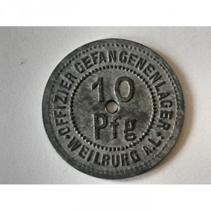 Реверс монеты Германия, 10 пфеннигов, 1917, Лагерь для военнопленных офицеров. Цинк /серый цвет/