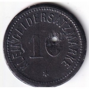 Реверс монеты Германия, 10 пфеннигов, 1917, Цинк, не магнетик. С отверстием