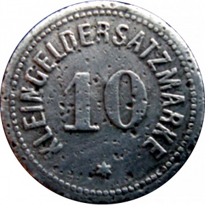 Реверс монеты Германия, 10 пфеннигов, 1917, Железо, магнетик. Без отверстия