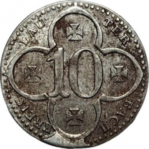 Реверс монеты Германия, 10 пфеннигов, 1917, Без отверстия