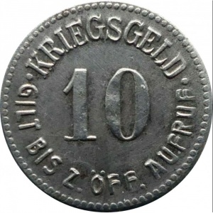 Реверс монеты Германия, 10 пфеннигов, 1917, Железо, магнетик