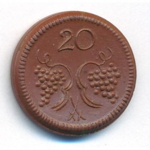 Реверс монеты Германия, 20 пфеннигов, 1921, На реверсе две грозди винограда