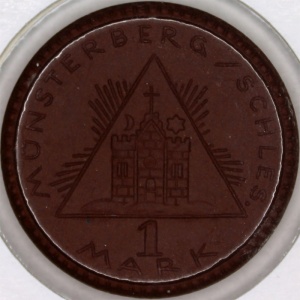 Аверс монеты Германия, 1 марка, 1922, С "/" перед "SCHLES". Без позолоты
