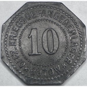 Аверс монеты Германия, 10 пфеннигов, 1914, Лагерь для военнопленных офицеров. Форма - 8-угольник
