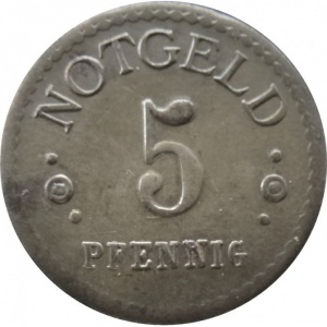 Реверс монеты Германия, 5 пфеннигов, 1919, Железо, магнетик