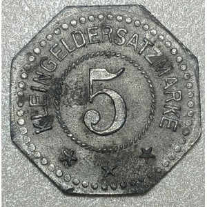 Реверс монеты Германия, 5 пфеннигов, 1917, Частный выпуск - Металлургический завод. Цинк, не магнетик