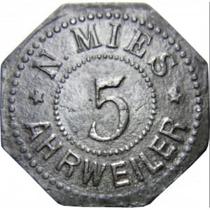 Аверс монеты Германия, 5 пфеннигов, 1917, Частный выпуск - Продуктовый магазин. Цинк, не магнетик