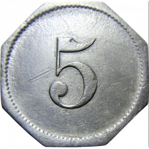 Реверс монеты Германия, 5 пфеннигов, 1917, Частный выпуск - Продуктовый магазин. Цинк, не магнетик
