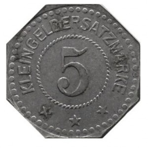 Реверс монеты Германия, 5 пфеннигов, 1917, Частный выпуск - Текстильная промышленность. Цинк /серый цвет/