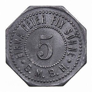 Аверс монеты Германия, 5 пфеннигов, 1917, Частный выпуск - Строительно-инженерная компания