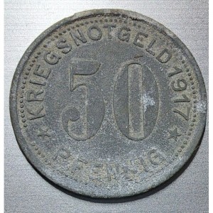 Реверс монеты Германия, 50 пфеннигов, 1917, Диаметр 24.1-24.6 мм