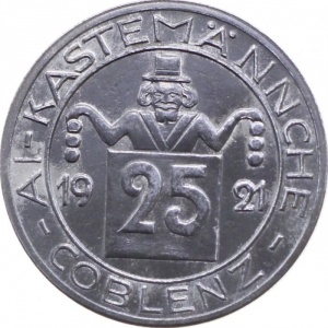 Реверс монеты Германия, 25 пфеннигов, 1921, Медальное соотношение сторон