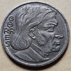 Реверс монеты Германия, 50 пфеннигов, 1921, Монетное соотношение сторон