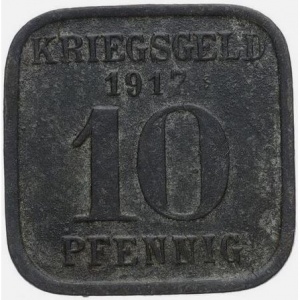 Реверс монеты Германия, 10 пфеннигов, 1917, Цинк, не магнетик