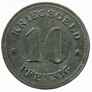 Реверс монеты Германия, 10 пфеннигов, 1917, Цинк, не магнетик