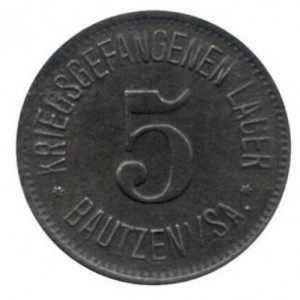 Аверс монеты Германия, 5 пфеннигов, 1914, Лагерь для военнопленных. Без надчекана