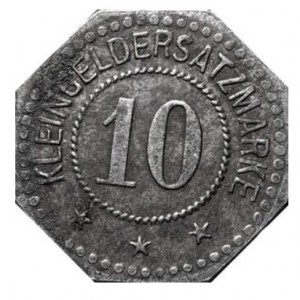 Реверс монеты Германия, 10 пфеннигов, 1917, Частный выпуск - Вагонный завод. Железо, магнетик