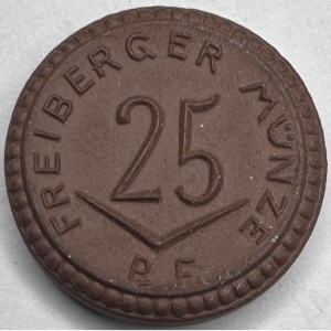 Аверс монеты Германия, 25 пфеннигов, 1921, Freiberger Munze. Церковь с крестом