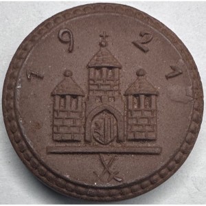 Реверс монеты Германия, 25 пфеннигов, 1921, Freiberger Munze. Церковь с крестом