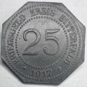 Реверс монеты Германия, 25 пфеннигов, 1917, Без отверстия
