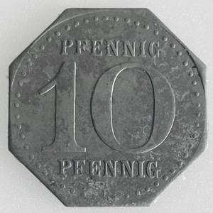 Реверс монеты Германия, 10 пфеннигов, 1919, Форма - 8-угольник