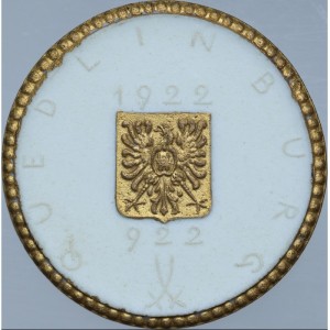 Аверс монеты Германия, 10 марок, 1922, Белый цвет. Край и герб с позолотой