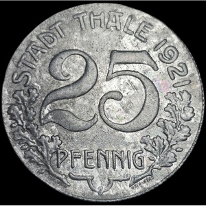 Аверс монеты Германия, 25 пфеннигов, 1921, Цинк /серый цвет/