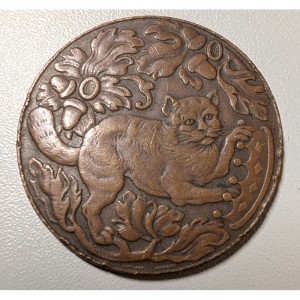 Реверс монеты Германия, 6 марок, 1923, На реверсе дикий кот в цветах
