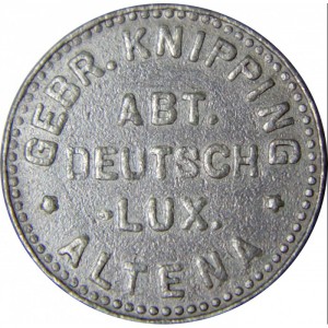 Аверс монеты Германия, 50 пфеннигов, 1917, Частный выпуск - Заклепочный завод. "ABT. DEUTSCH -LUX." на аверсе