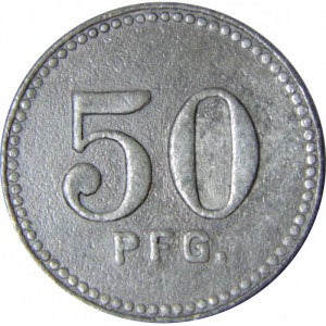 Реверс монеты Германия, 50 пфеннигов, 1917, Частный выпуск - Заклепочный завод. "ABT. DEUTSCH -LUX." на аверсе