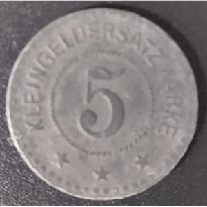 Реверс монеты Германия, 5 пфеннигов, 1917, Без отверстия