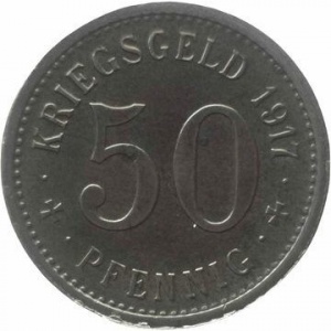 Реверс монеты Германия, 50 пфеннигов, 1917, Железо, магнетик