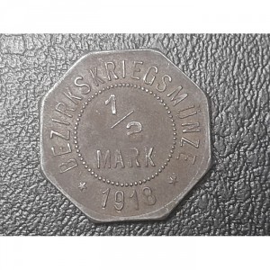 Реверс монеты Германия, ½ марки, 1918, Форма - 8-угольник