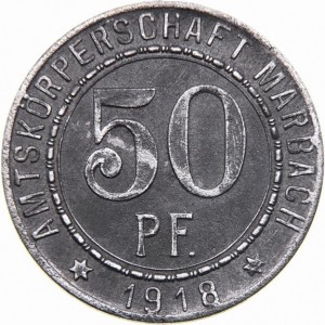 Аверс монеты Германия, 50 пфеннигов, 1918, Железо, магнетик